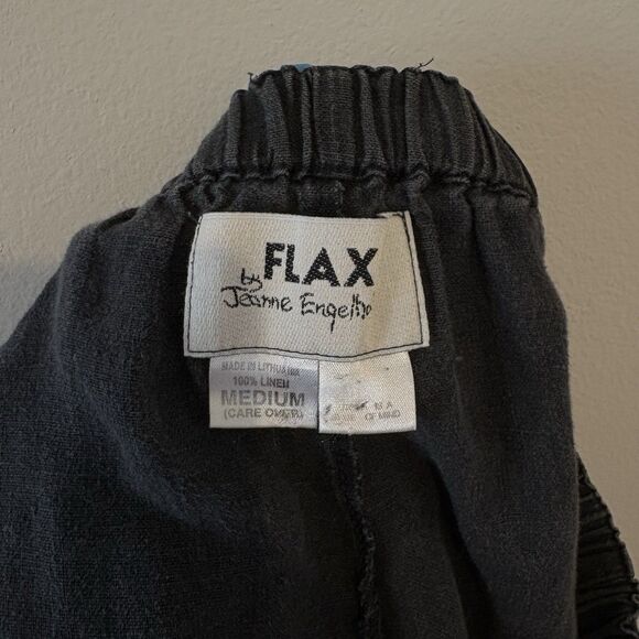 FLAX by Jeanne Engelhart 100% Linen Shorts Women Black Lagenlook Boho Sz M - Picture 3 of 4
